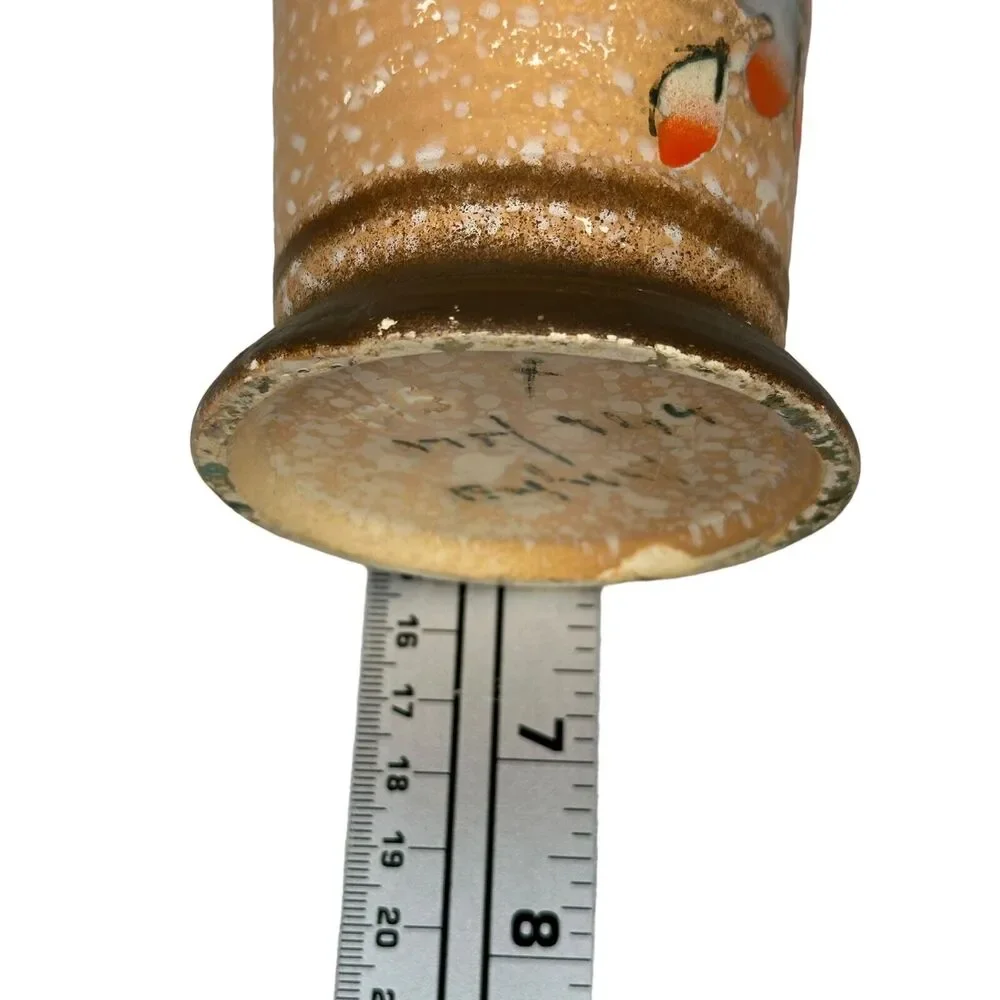 Vintage Etrurian Art Pottery Vase‎ Matte Finish Floral Antique Rare Brown White